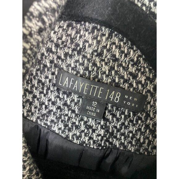 Lafayette 148 New York Wool Cashmere Camel Hair Tweed Jacket Size 12 Gray Black - Picture 4 of 16